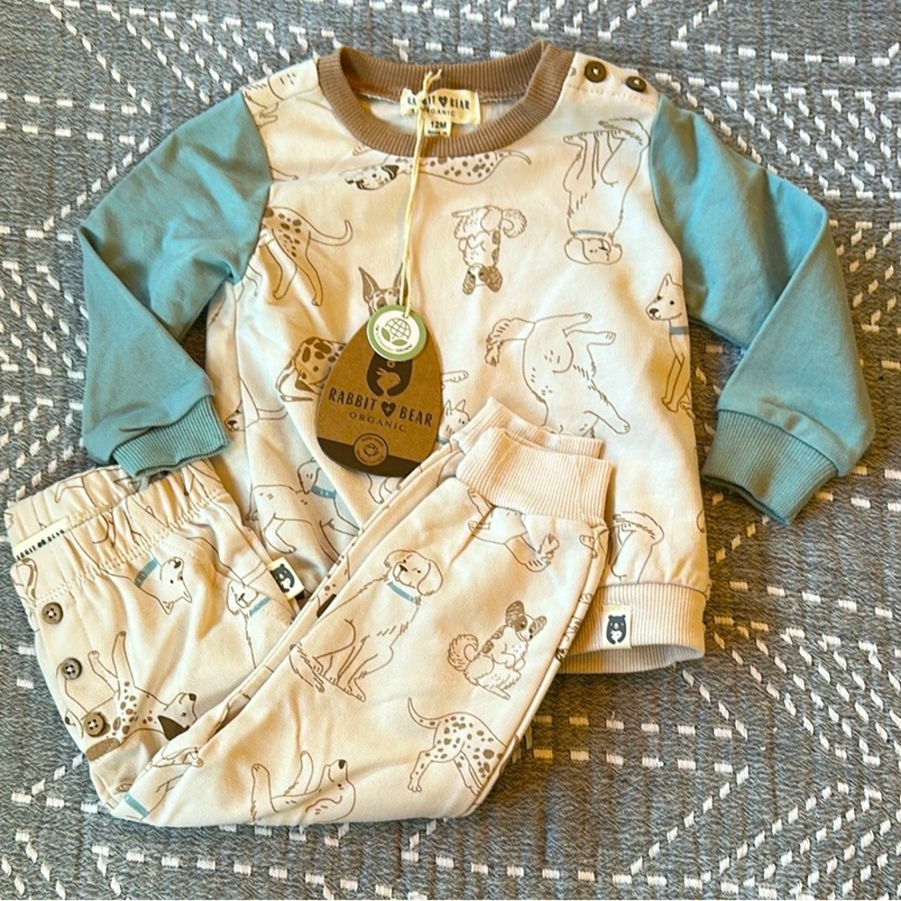 NWT Rabbit + Bear Organic Matching Set, 12m